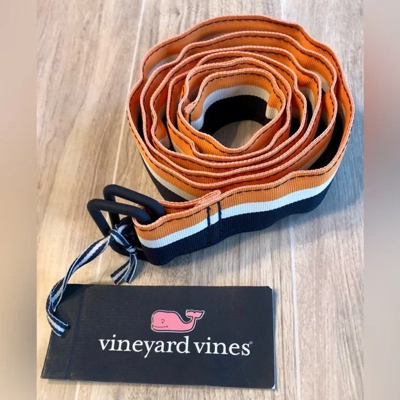 Vineyard Vines D Ring “Orange Peel” Belt. Orange, Navy, White. NWT XXL 🍊 - Picture 3 of 6
